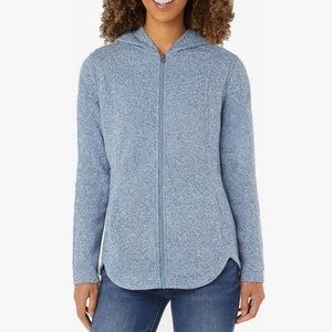 Eddie Bauer Women’s Radiator Fleece Long Full Zip Jacket with Hood - Baby Blue